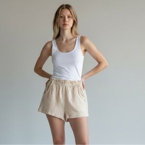 Linen Cream Shorts Size Medium Women’s by Lost in Lunar